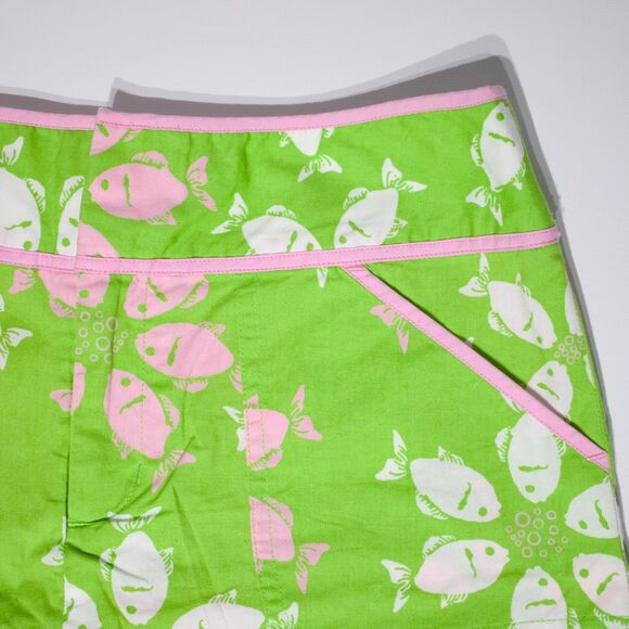 VTG Lilly Pulitzer White Label Mini Skirt Skort Green Pink Fish Women Sz. 0 (B5) - Picture 2 of 10